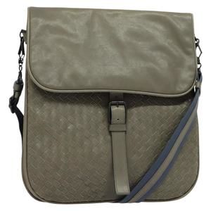 BOTTEGA VENETA INTRECCIATO Shoulder Bag Leather outlet Gray Auth 135216